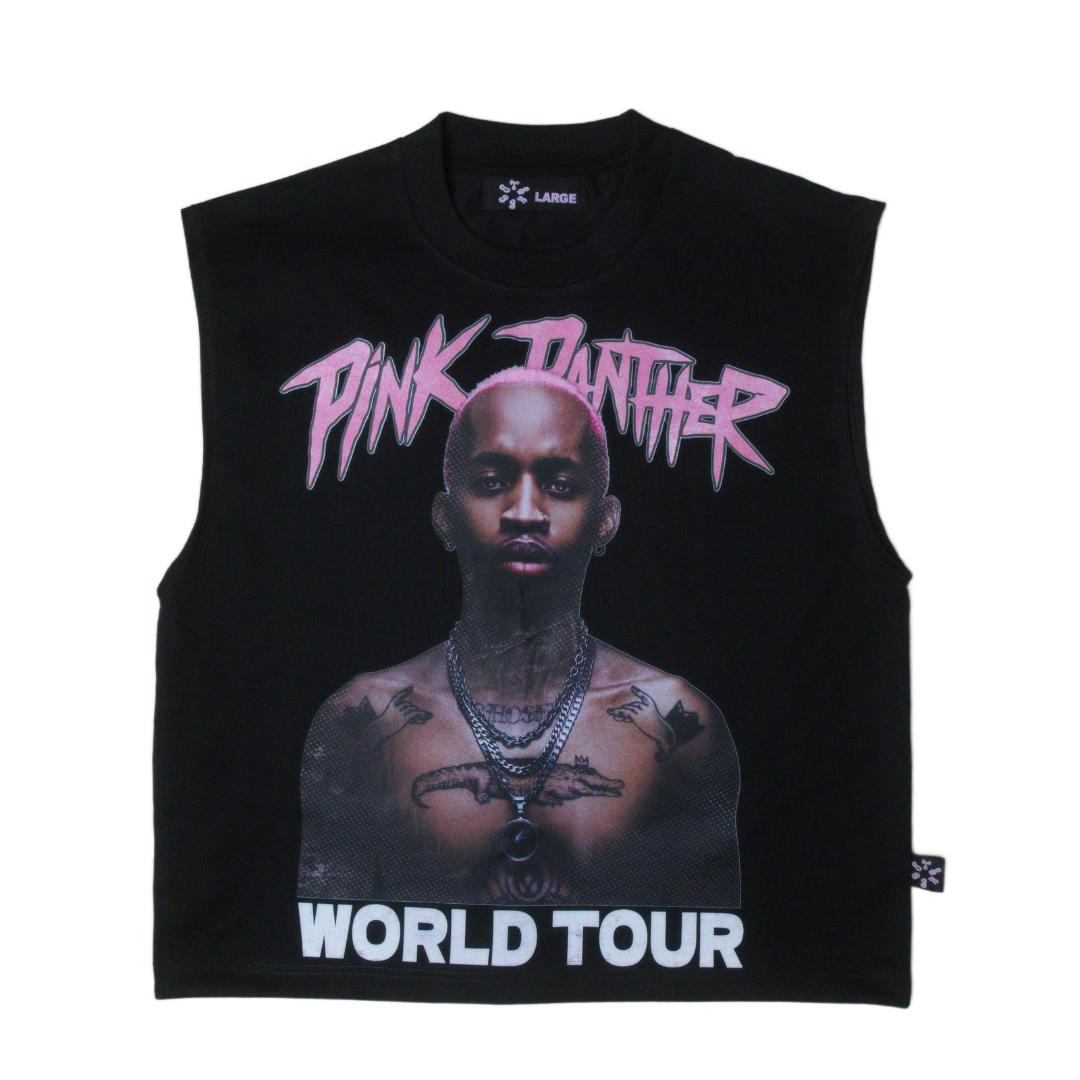 Vintage Pink Panther Sleeveless Tee - Black