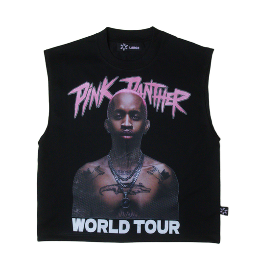 Vintage Pink Panther Sleeveless Tee - Black